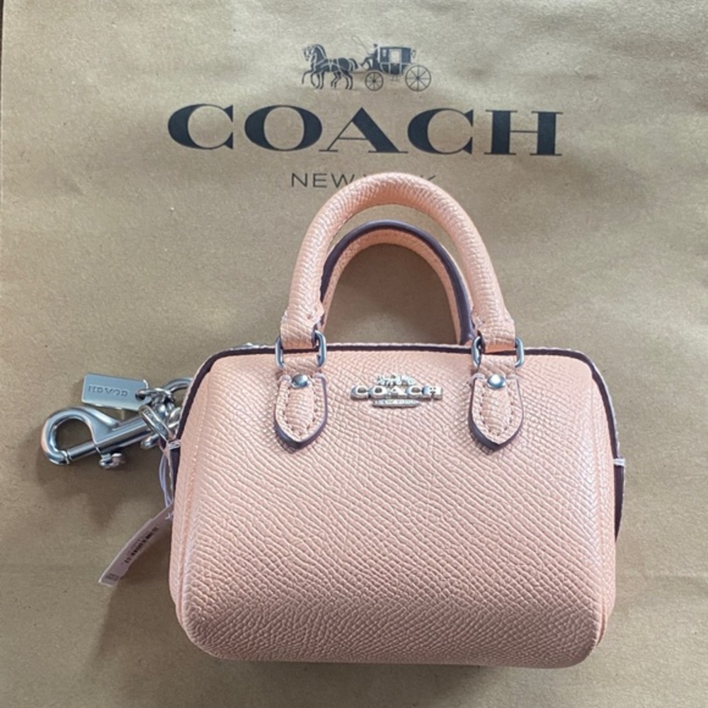 Rare Coach Pastel Pink  "MINI"  Bag key chain Accessory - Christmas